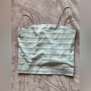 pastel-colored striped cropped tank